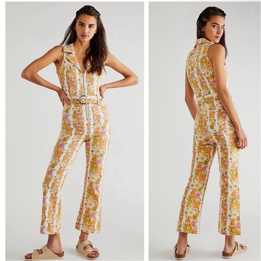 Show Me Your Mumu Jacksonville Cropped Floral‎ Jumpsuit Groovy Bloom